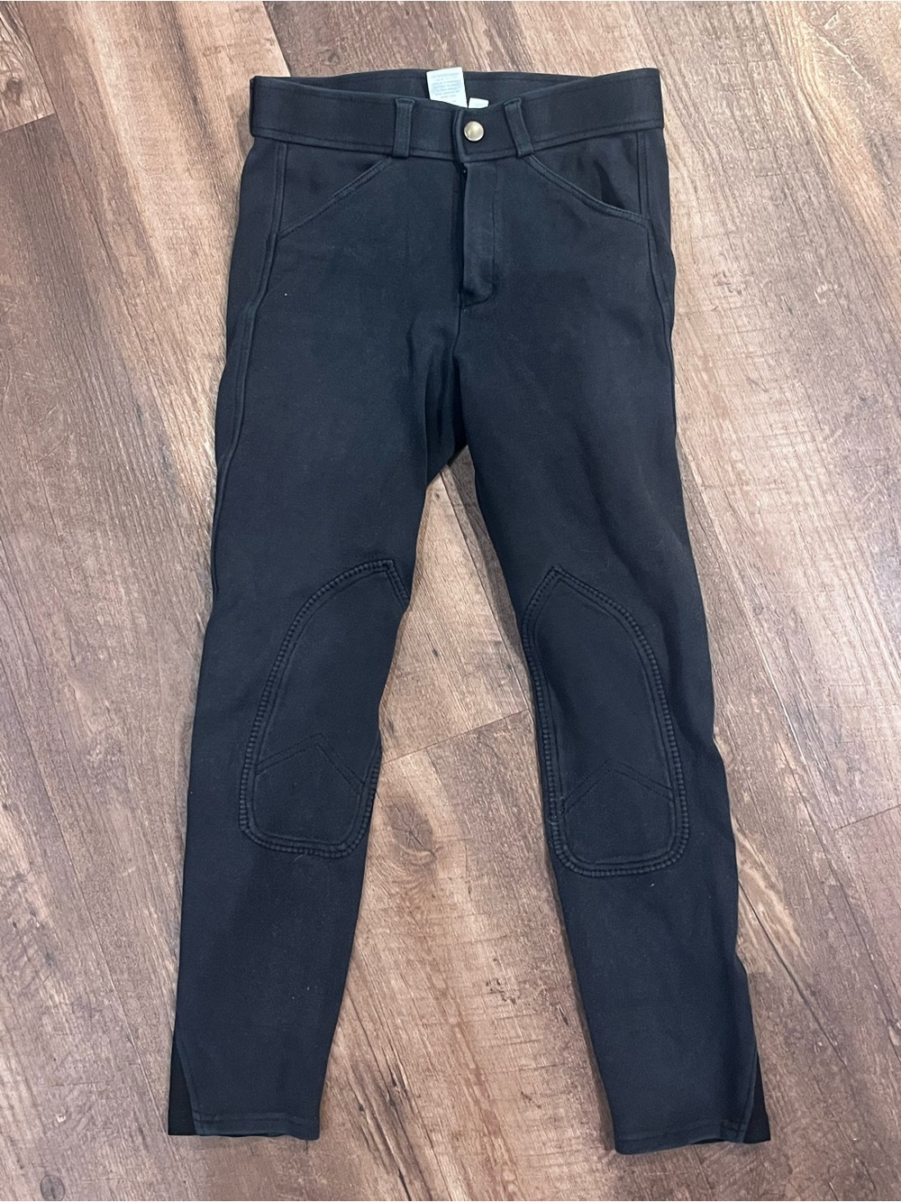 Kids Black Stretch Equestrian Breeches with Knee Patches